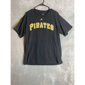 Majestic Mens Large Black Pittsburgh Pirates Tshirt